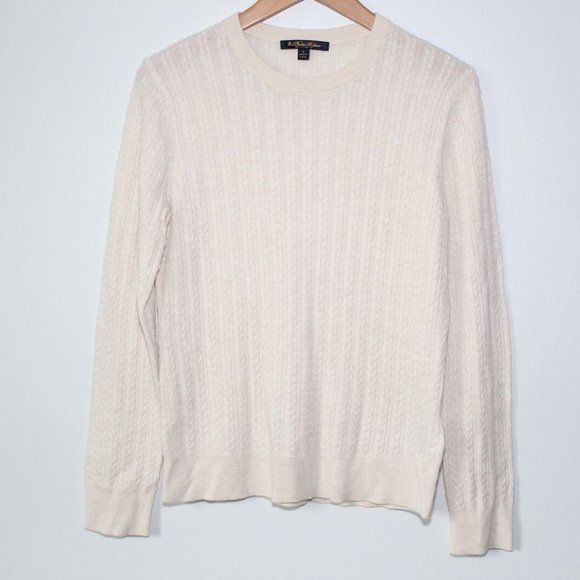 Brooks Brothers Cashmere Cable Knit Sweater Cream Long Sleeve Size Large H13210 - Picture 2 of 12